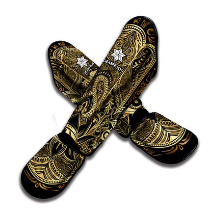 Gold Hamsa Hand Print Muay Thai Shin Guard