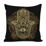 Gold Hamsa Hand Print Pillow Cover
