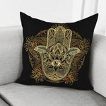 Gold Hamsa Hand Print Pillow Cover