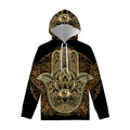 Gold Hamsa Hand Print Pullover Hoodie
