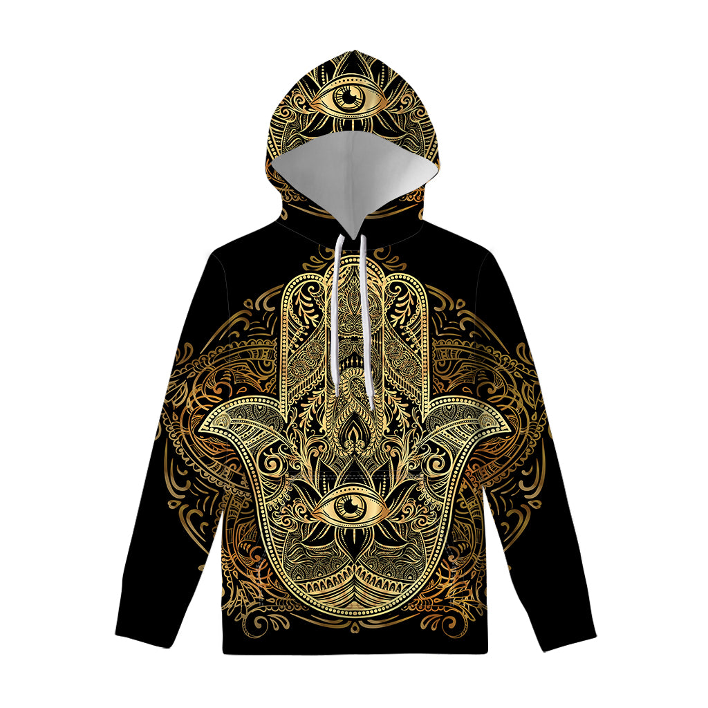 Gold Hamsa Hand Print Pullover Hoodie