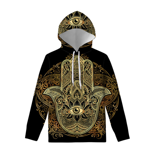 Gold Hamsa Hand Print Pullover Hoodie
