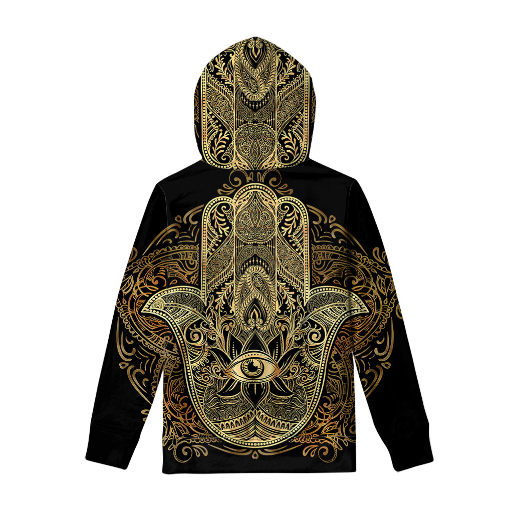 Gold Hamsa Hand Print Pullover Hoodie