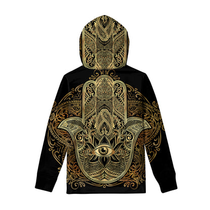 Gold Hamsa Hand Print Pullover Hoodie