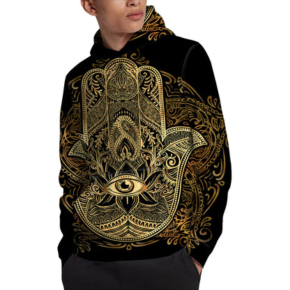 Gold Hamsa Hand Print Pullover Hoodie