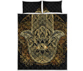 Gold Hamsa Hand Print Quilt Bed Set