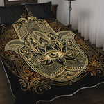 Gold Hamsa Hand Print Quilt Bed Set