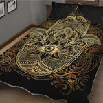 Gold Hamsa Hand Print Quilt Bed Set