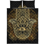 Gold Hamsa Hand Print Quilt Bed Set