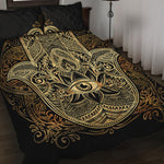 Gold Hamsa Hand Print Quilt Bed Set