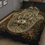 Gold Hamsa Hand Print Quilt Bed Set