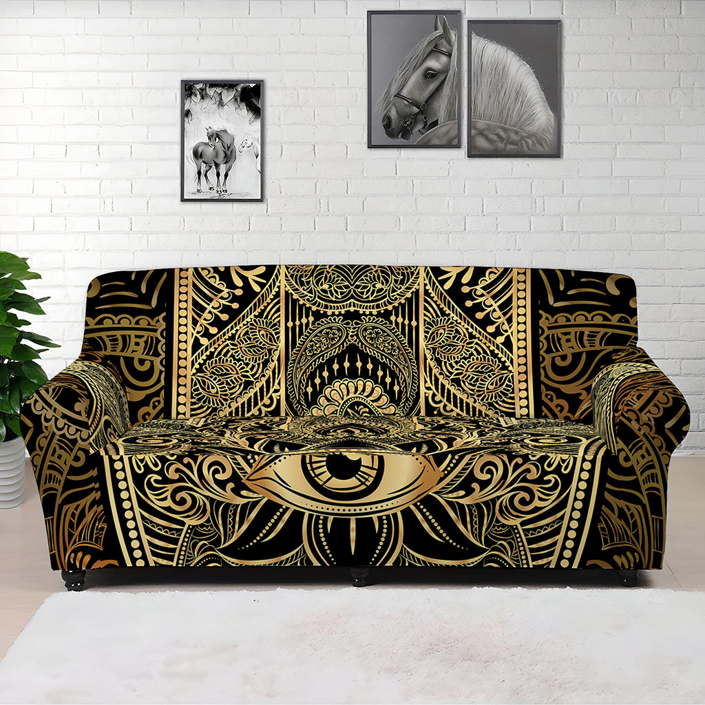 Gold Hamsa Hand Print Sofa Cover