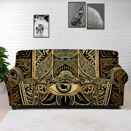 Gold Hamsa Hand Print Sofa Cover