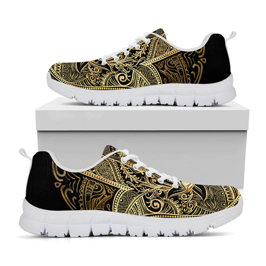 Gold Hamsa Hand Print White Sneakers
