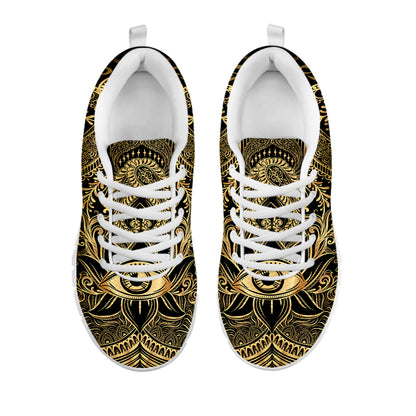 Gold Hamsa Hand Print White Sneakers