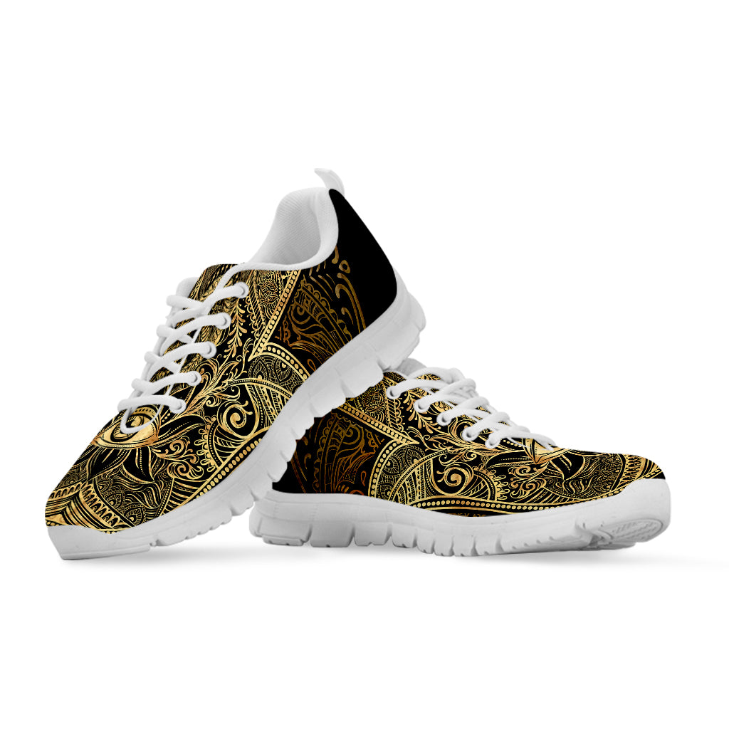 Gold Hamsa Hand Print White Sneakers