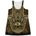 Gold Hamsa Hand Print Women's Racerback Tank Top