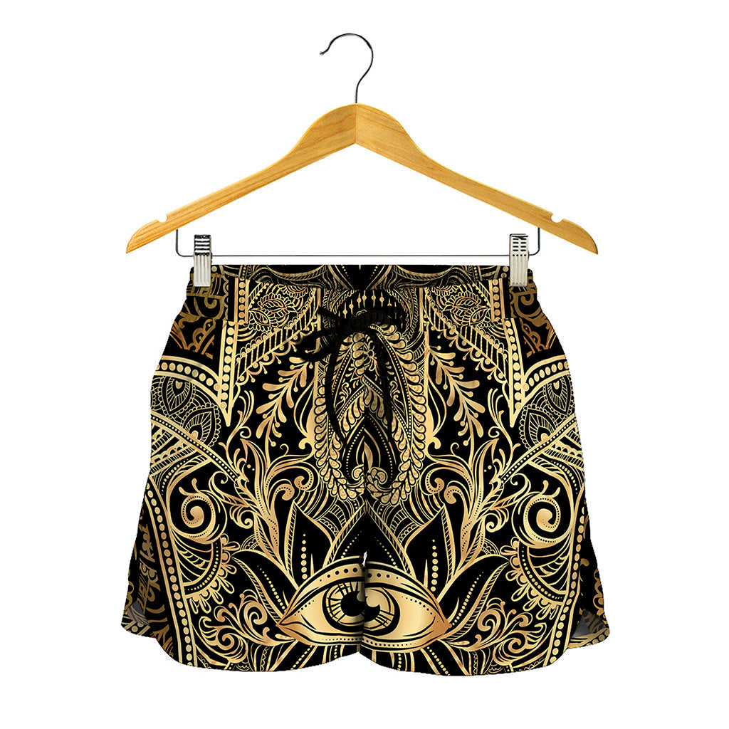 Gold Hamsa Hand Print Women's Shorts