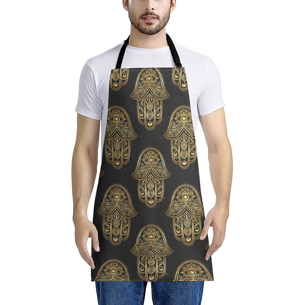 Gold Hamsa Pattern Print Apron