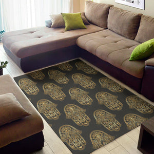 Gold Hamsa Pattern Print Area Rug