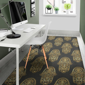 Gold Hamsa Pattern Print Area Rug