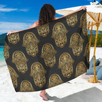 Gold Hamsa Pattern Print Beach Sarong Wrap