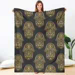 Gold Hamsa Pattern Print Blanket