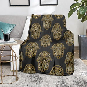 Gold Hamsa Pattern Print Blanket