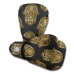 Gold Hamsa Pattern Print Boxing Gloves