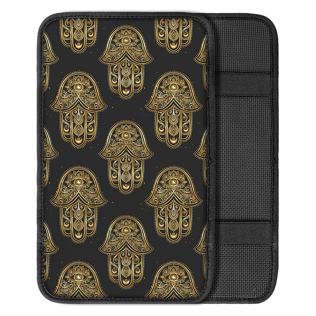 Gold Hamsa Pattern Print Car Center Console Cover