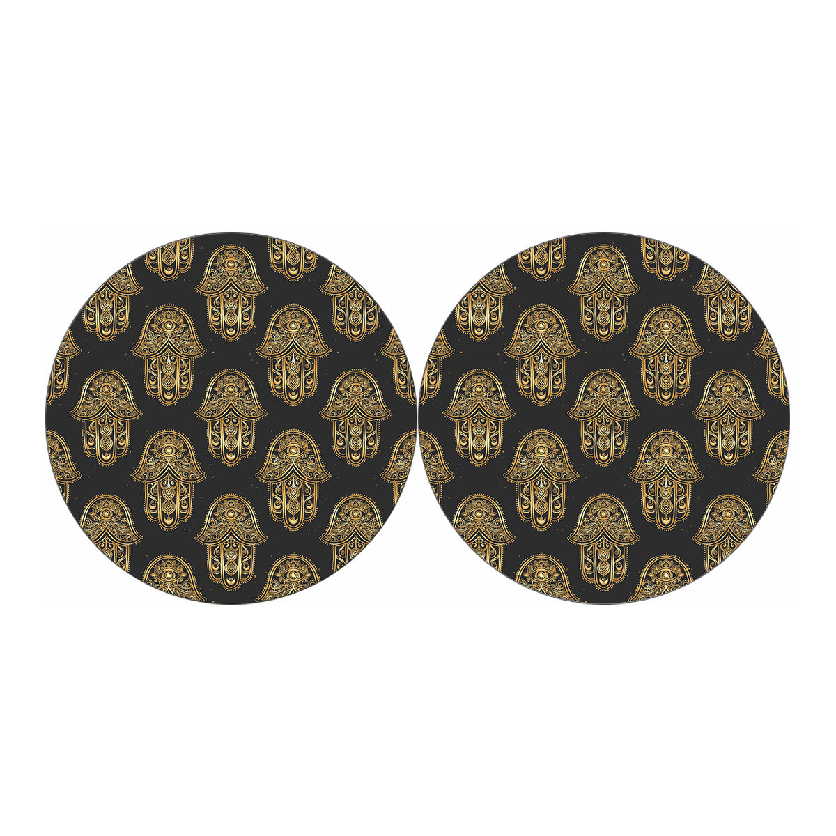 Gold Hamsa Pattern Print Car Coasters