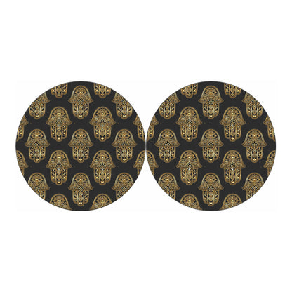 Gold Hamsa Pattern Print Car Coasters