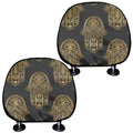 Gold Hamsa Pattern Print Car Headrest Covers