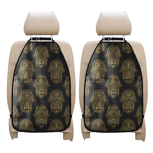 Gold Hamsa Pattern Print Car Seat Organizers