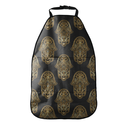 Gold Hamsa Pattern Print Car Seat Organizers