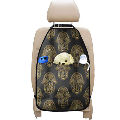 Gold Hamsa Pattern Print Car Seat Organizers