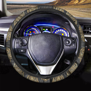 Gold Hamsa Pattern Print Car Steering Wheel Cover