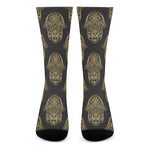 Gold Hamsa Pattern Print Crew Socks
