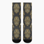 Gold Hamsa Pattern Print Crew Socks