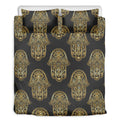 Gold Hamsa Pattern Print Duvet Cover Bedding Set
