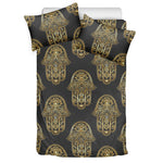 Gold Hamsa Pattern Print Duvet Cover Bedding Set
