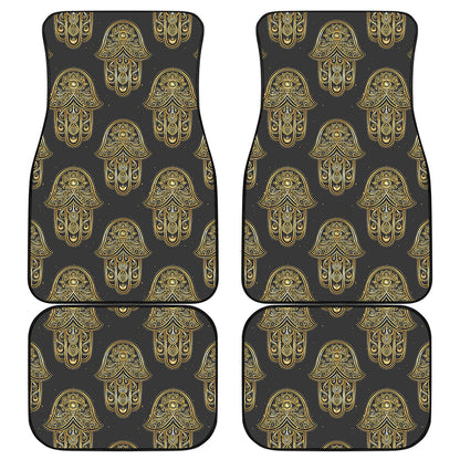 Gold Hamsa Pattern Print Front and Back Car Floor Mats