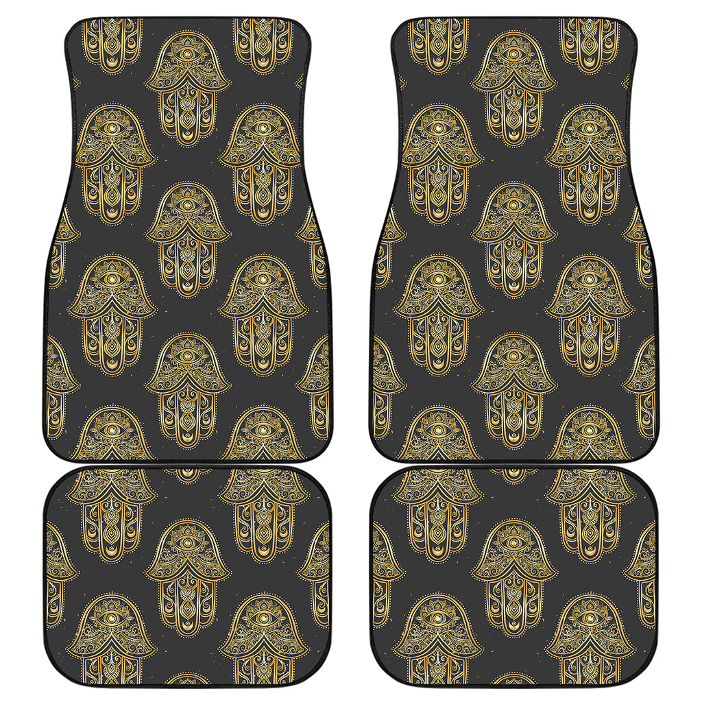 Gold Hamsa Pattern Print Front and Back Car Floor Mats