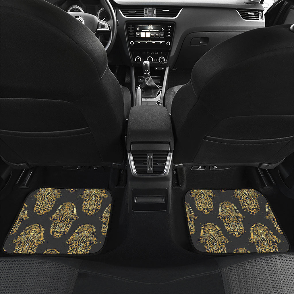 Gold Hamsa Pattern Print Front and Back Car Floor Mats