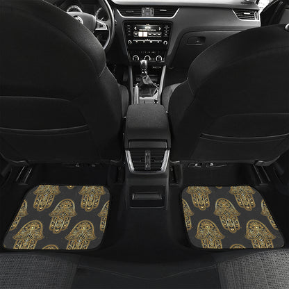 Gold Hamsa Pattern Print Front and Back Car Floor Mats