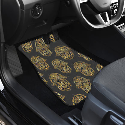 Gold Hamsa Pattern Print Front Car Floor Mats