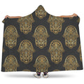 Gold Hamsa Pattern Print Hooded Blanket
