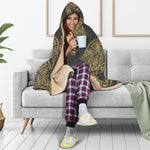 Gold Hamsa Pattern Print Hooded Blanket