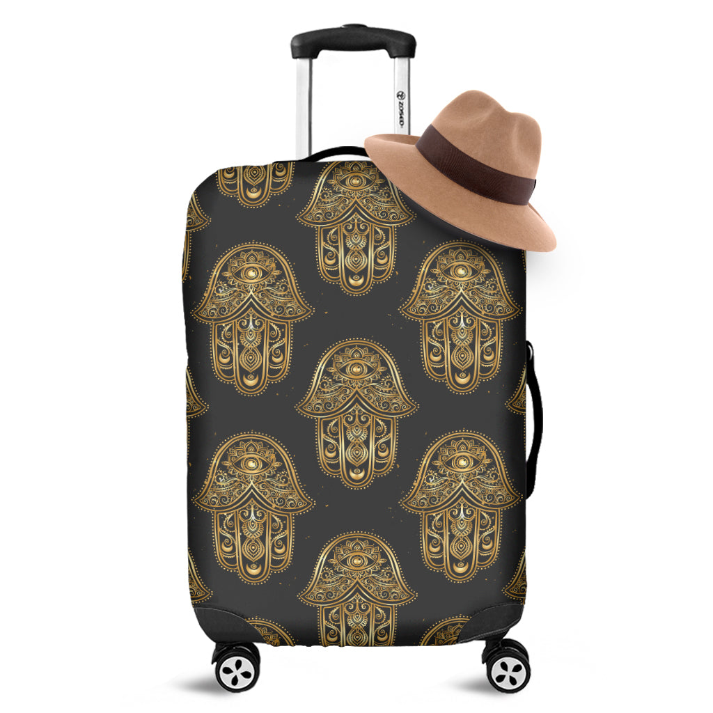 Gold Hamsa Pattern Print Luggage Cover