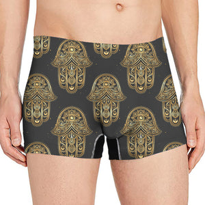 Gold Hamsa Pattern Print Men's Boxer Briefs